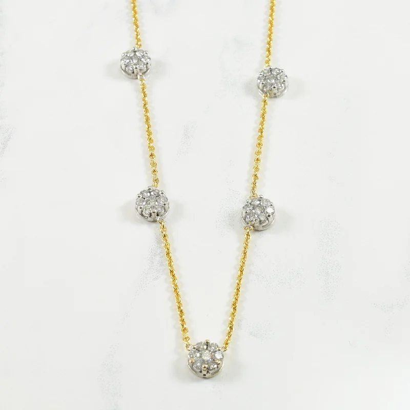 Thin filigree necklaces-Adjustable Diamond Necklace | 1.30ctw | 14.5"-15.5" |