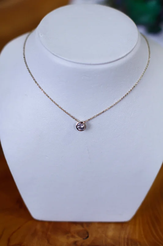 Topaz necklaces-Diamond Bezel Set Slide Pendant