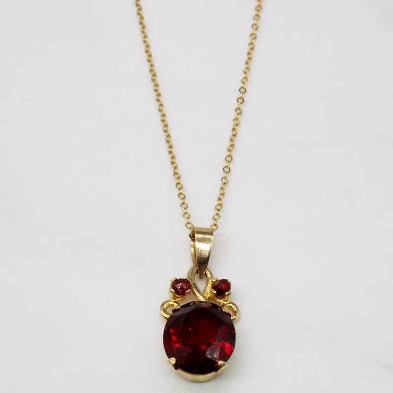 Quartz stone necklaces-Synthetic Ruby & Garnet Necklace | 5.80ct, 0.30ctw | 16" |