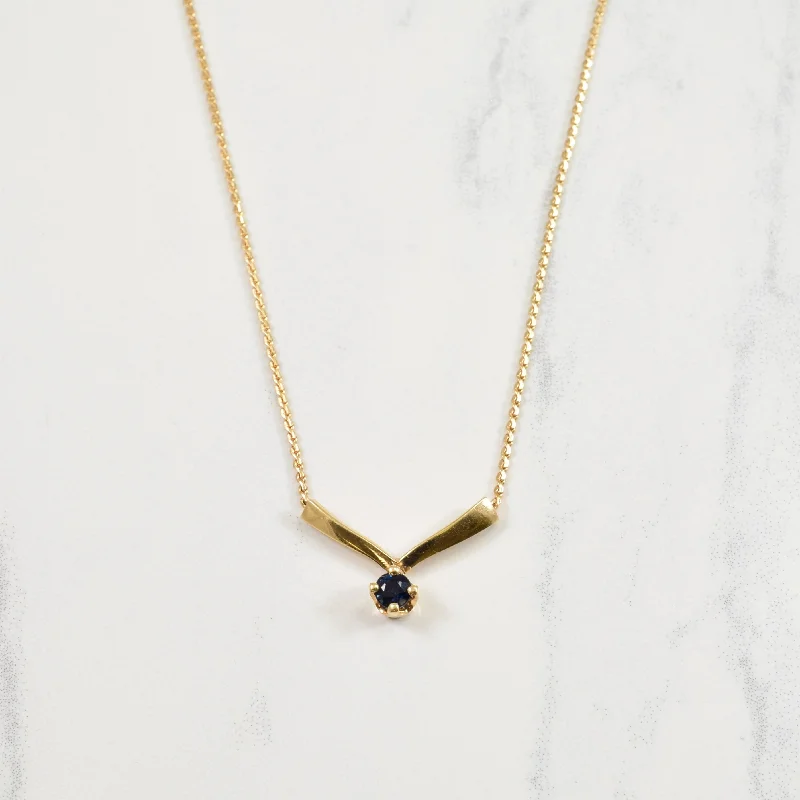 Classic locket necklaces-Chevron Blue Sapphire Necklace | 0.17ct |