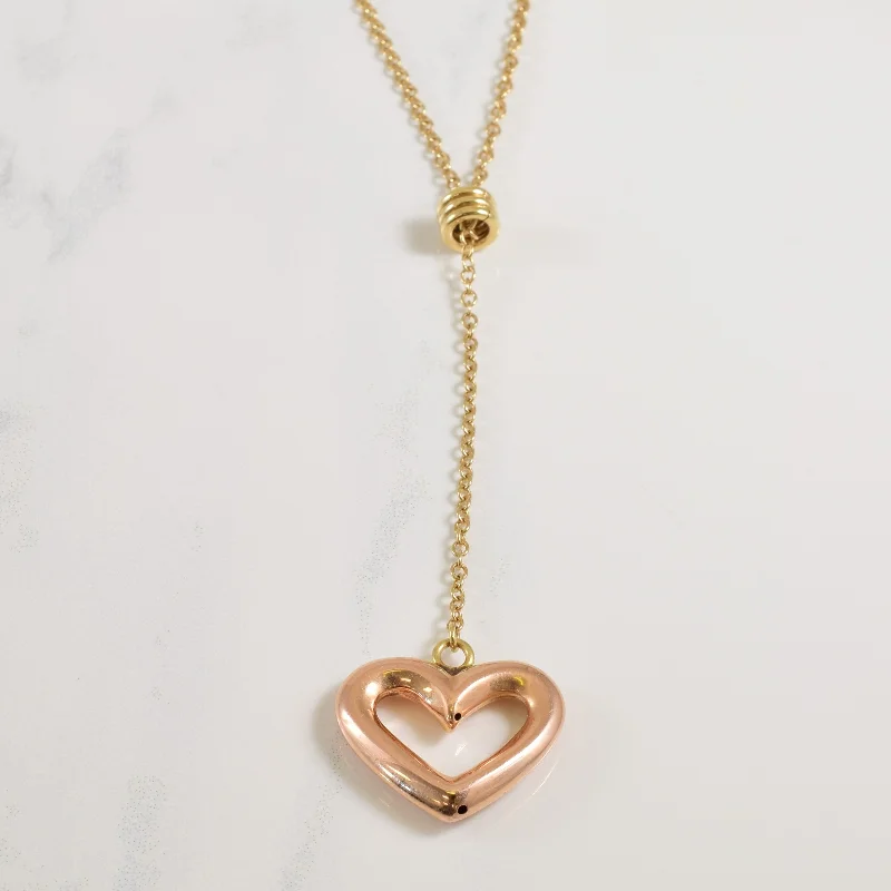 Amethyst drop necklaces-14k Two Tone Heart Necklace | 17.25" |