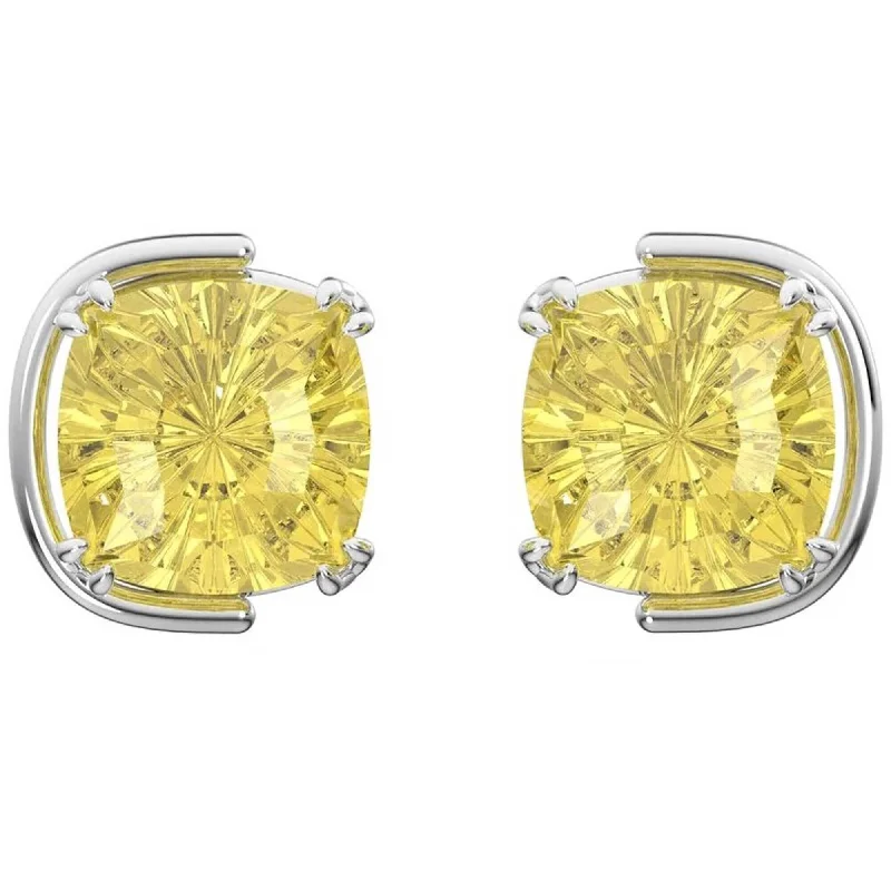 Vivid druzy earrings-Swarovski Women's Earrings - Harmonia Yellow Cushion Cut Crystals Stud | 5616511