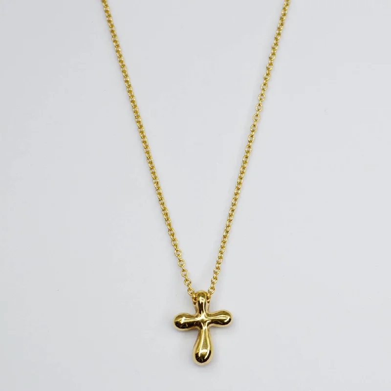 Nymph wing necklaces-'Tiffany & Co.' Elsa Perreti Cross Pendant 18k Yellow Gold Necklace | 16" |