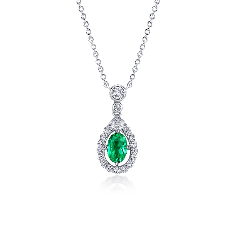 Shiny gold necklaces-Lafonn Classic Emerald Necklace N0289CEP20