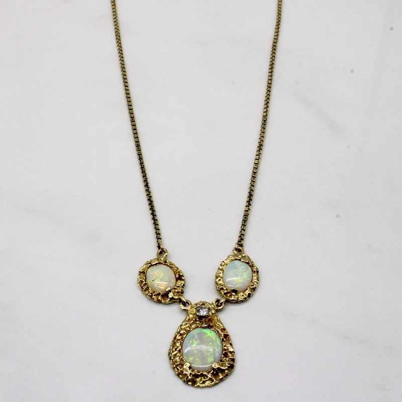 Shiny gold necklaces-Opal & Diamond Cocktail Necklace | 3.00ctw, 0.08ct | 16" |