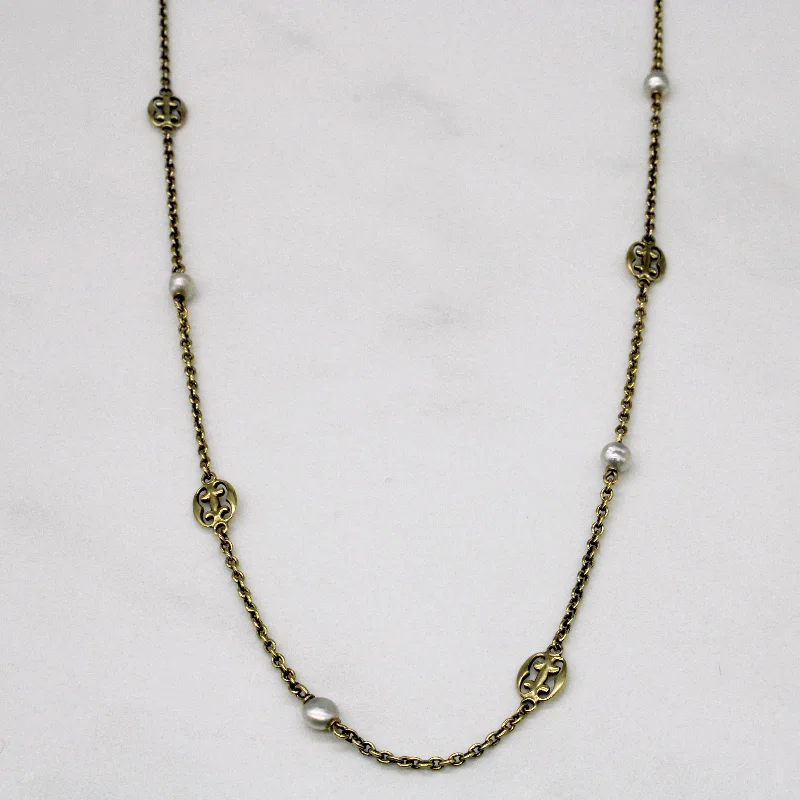 Stacked chain necklaces-Pearl Necklace | 40" |