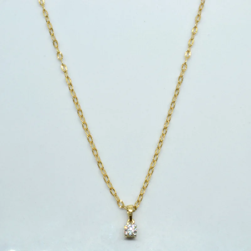 Quartz stone necklaces-Solitaire Diamond Rolo Chain Necklace | 0.11ct | 17"|