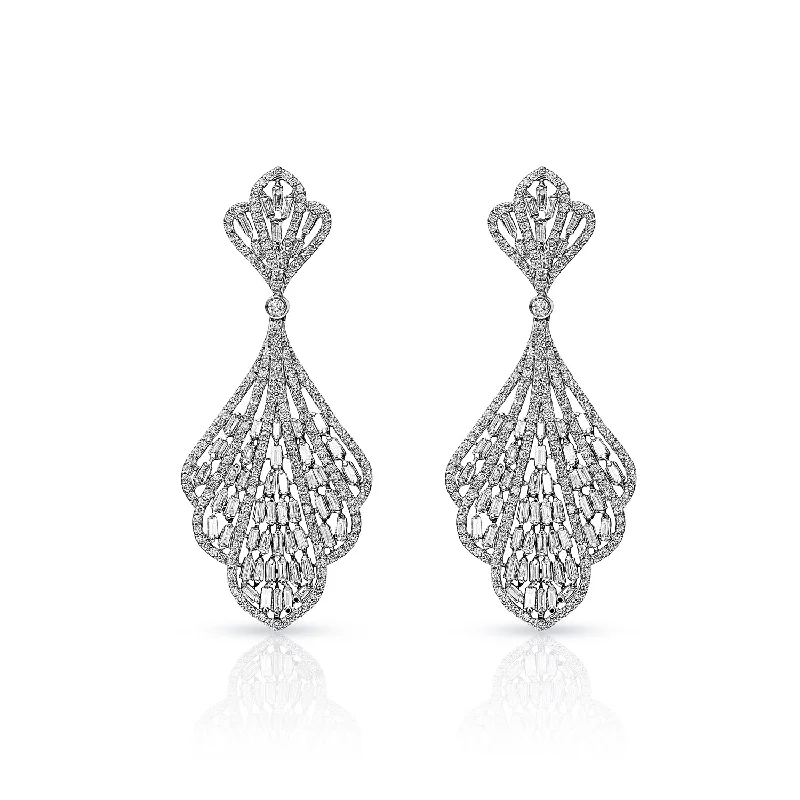 Fine cord earrings-Peyton 4 Carat Combine Mixed Shape Chandelier Diamond Earrings for Ladies in 14kt White Gold