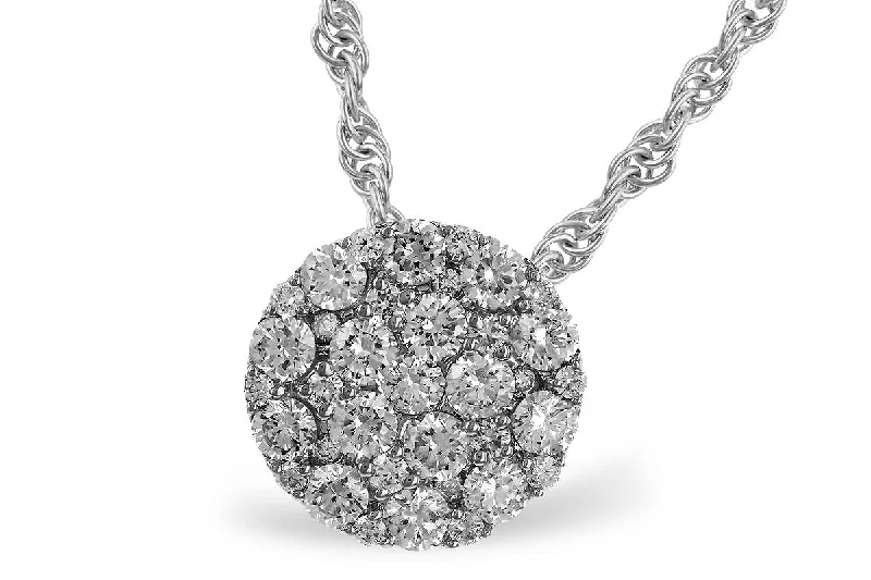 Swirl shape necklaces-14K White Gold .50cttw Round Diamond Cluster Necklace