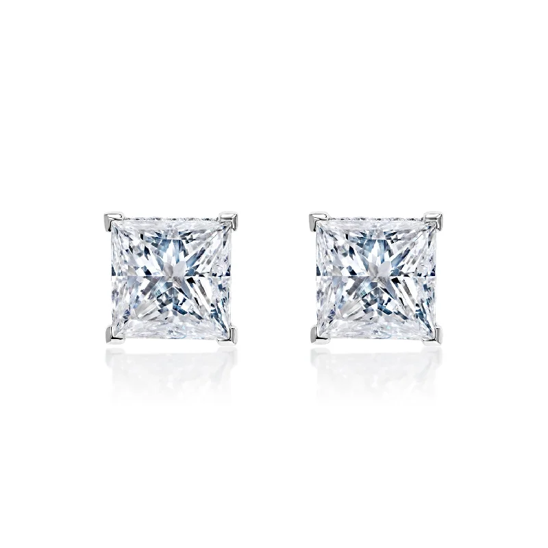 Old clip earrings-Addilyn 14 Carats G - F VS2 Princess Cut Diamond Stud Earrings in Platinum