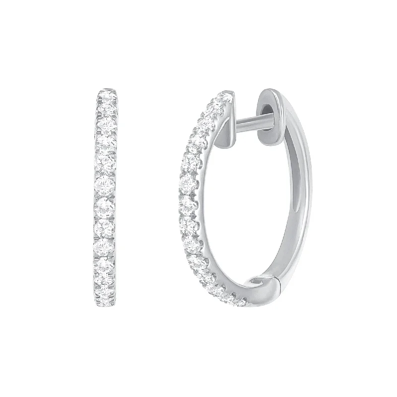 Wide hoop earrings-Diamond Huggies Hoop Earrings