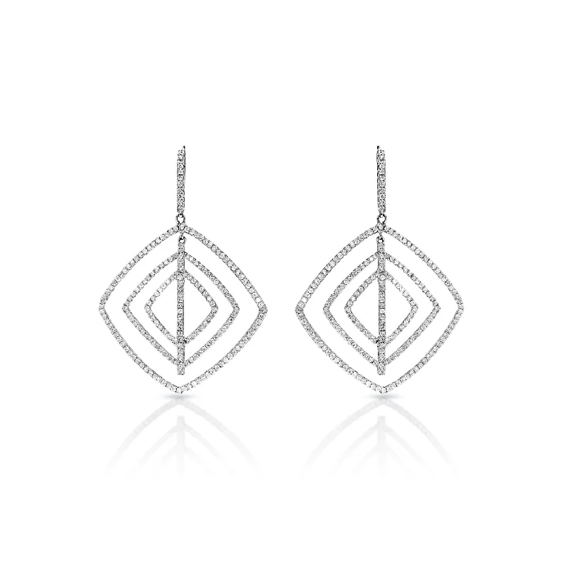 Edwardian earrings-Adelynn 3 Carat Round Brilliant Diamond Hanging Earrings in 14k White Gold