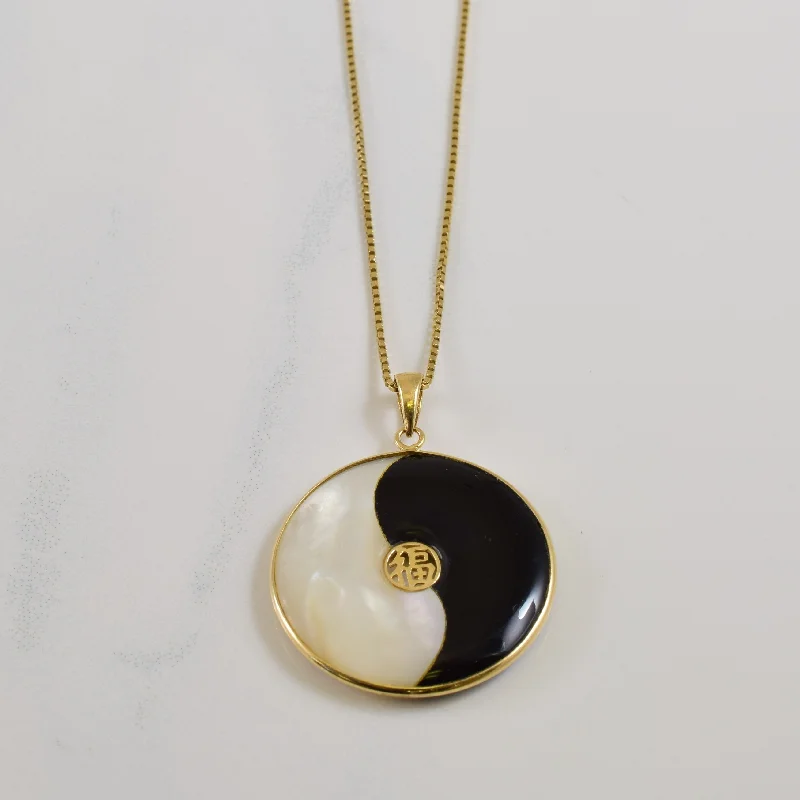 Worn style necklaces-Onyx & Mother of Pearl Necklace | 10.00ct | 19.25" |