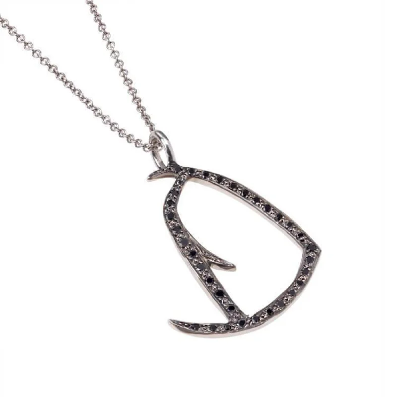 Swirl shape necklaces-Black Diamond Initial D Necklace