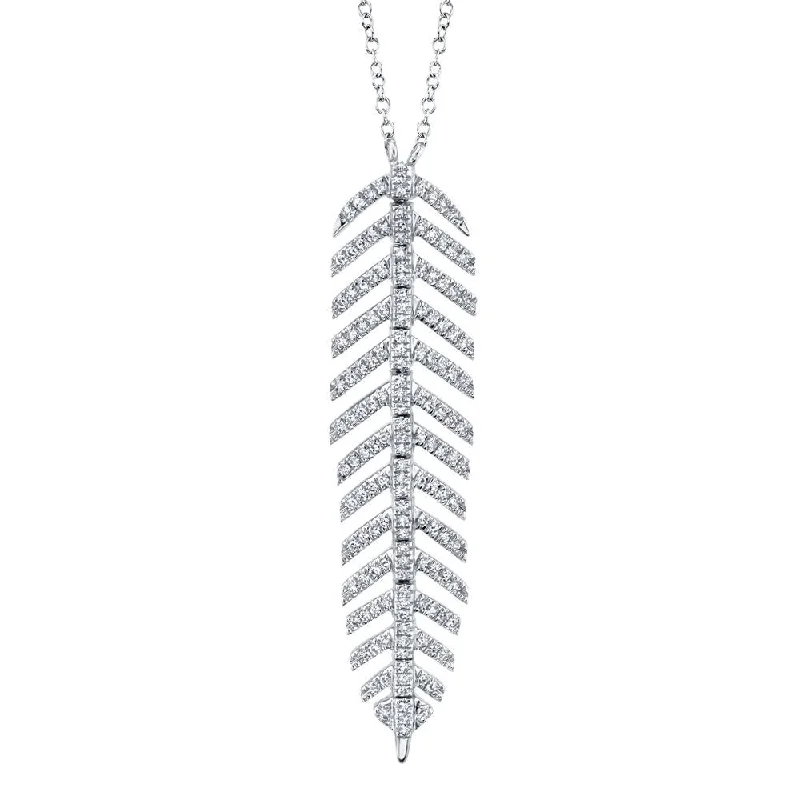 Fine cord necklaces-0.29CT DIAMOND 'PHOENIX' FEATHER PENDANT NECKLACE SC55006044