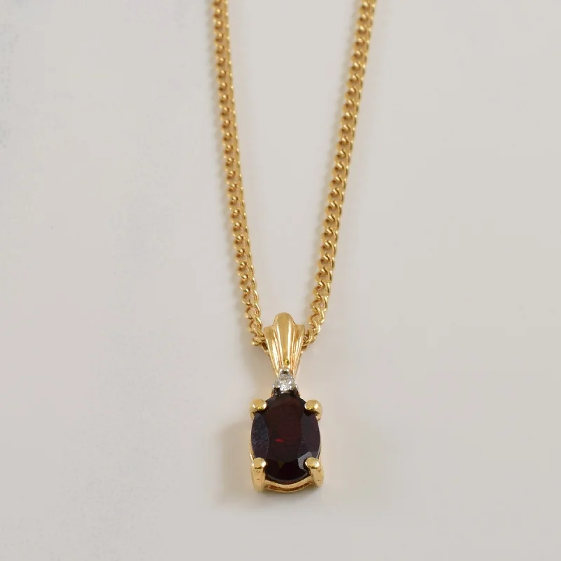 Fine cord necklaces-Garnet & Diamond Necklace | 1.00ct, 0.01ct | 15" |