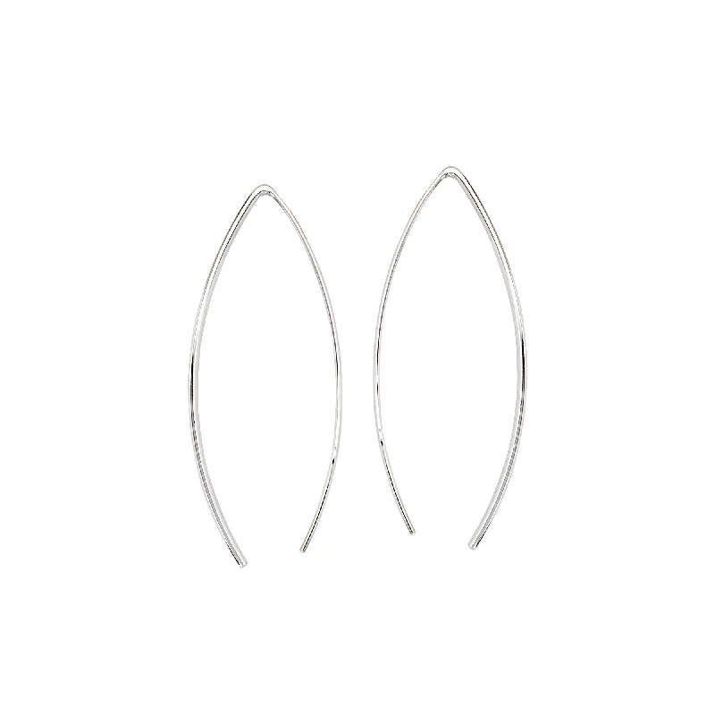 Old clip earrings-Simple Curved Wire Threader Earrings Rhodium on Sterling Silver