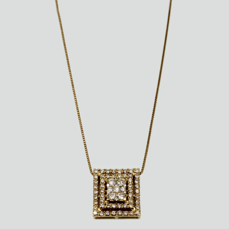 Strong chain necklaces-Diamond Square Pendant & Necklace | 0.50ctw | 18" |