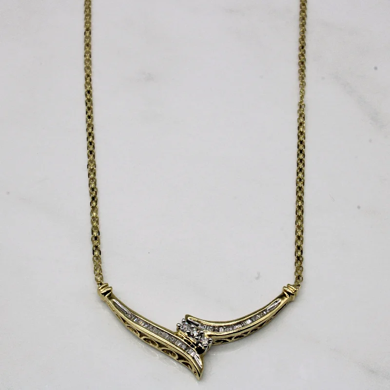 Dual birthstone necklaces-Diamond Scoop Necklace | 0.25ctw | 17" |