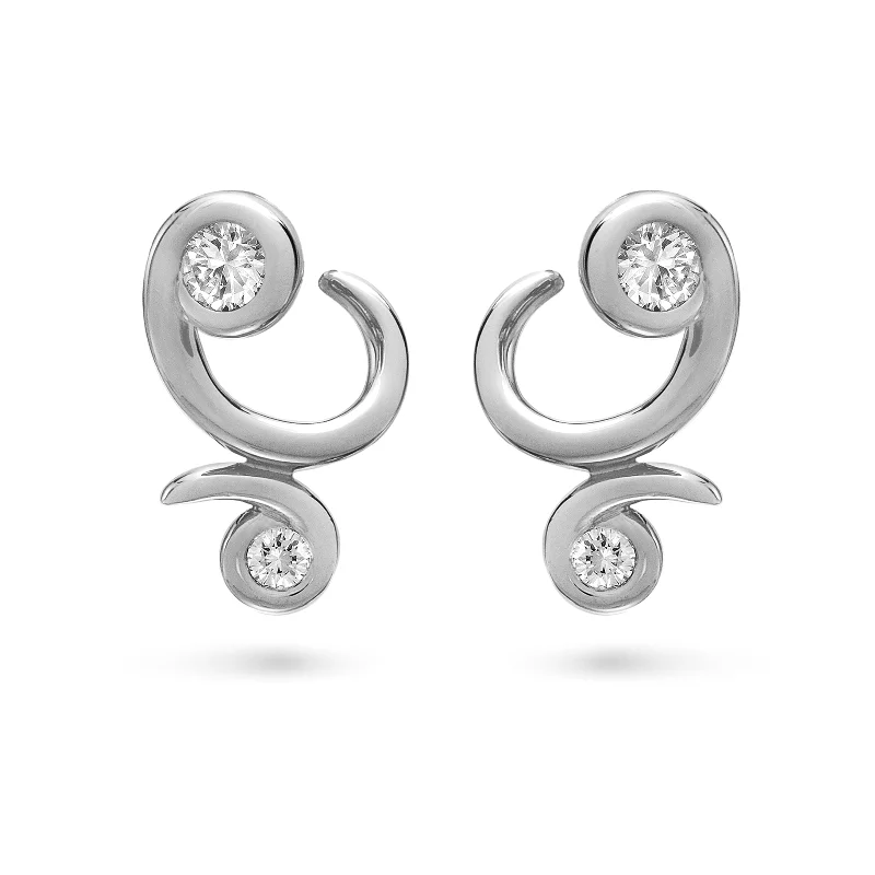 Thai tile earrings-Contour Bossa Nova Diamond and White Gold Earrings