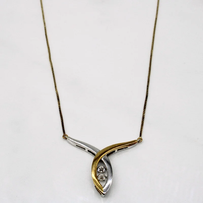 Tide wave necklaces-Floating Two Stone Diamond Necklace | 0.14ctw | 19" |