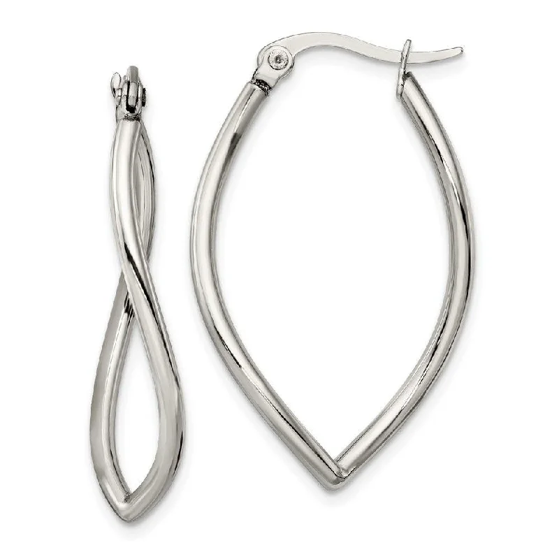 Bead strand earrings-Stainless Steel Polished Wavy Hoop Earrings