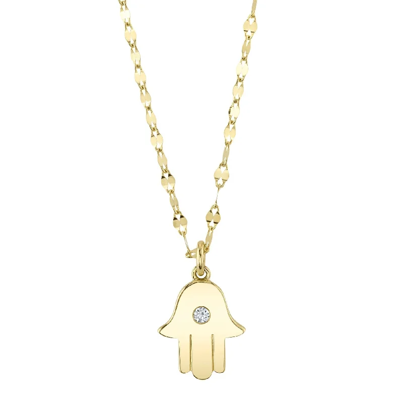 Cool wood necklaces-0.03CT DIAMOND HAMSA NECKLACE