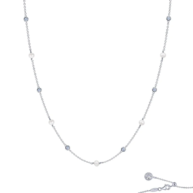 Curved pendant necklaces-Lafonn Classic Pearl Necklace N0234PLP18