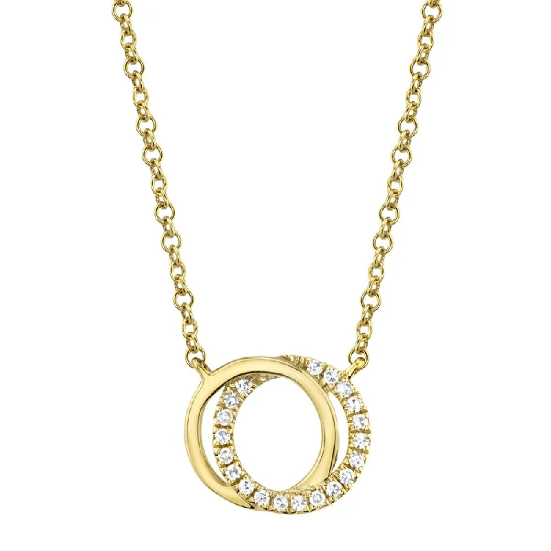 Classic locket necklaces-0.07CT DIAMOND LOVE KNOT CIRCLE PENDANT NECKLACE