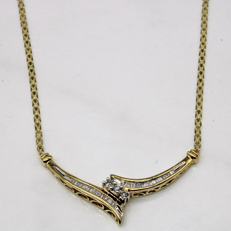 Raw braid necklaces-Diamond Scoop Necklace | 0.48ctw | 17" |