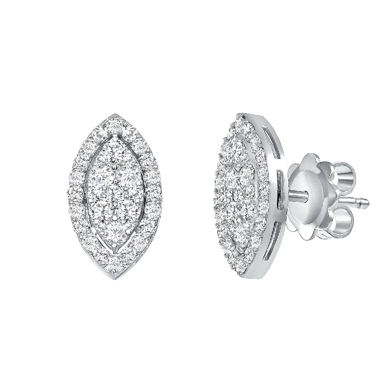 Bloom pattern earrings-0.80 Ct. Marquise Pave Diamond Earrings