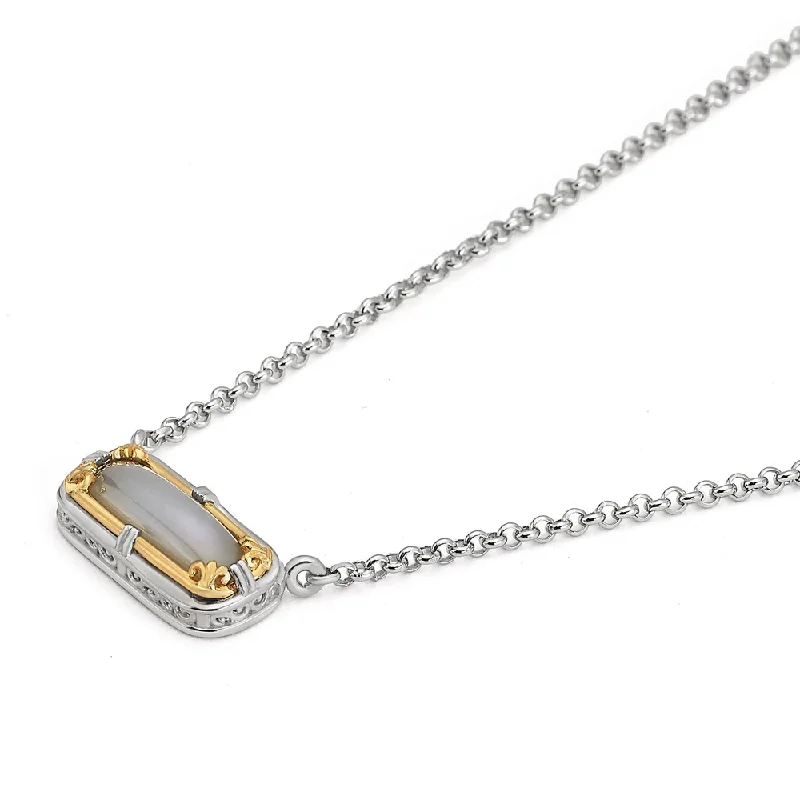 Layered metal necklaces-East-West Gray Moonstone Necklace with 18k Gold Vermeil