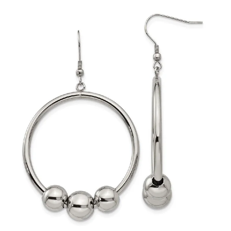 Stacked drop earrings-Stainless Steel Polished Shepherd Hook Earrings