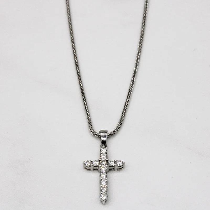 Aged silver necklaces-Diamond Cross Pendant & Necklace | 0.51ctw | 15" |