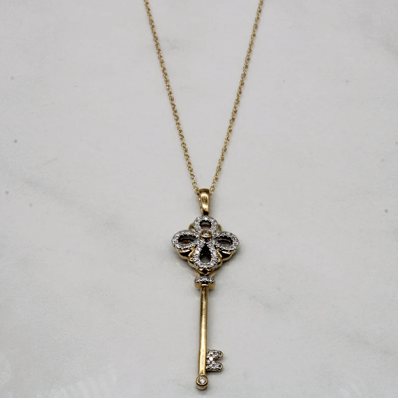 Tribal woven necklaces-Diamond Key Pendant & Necklace | 0.25ctw | 18" |