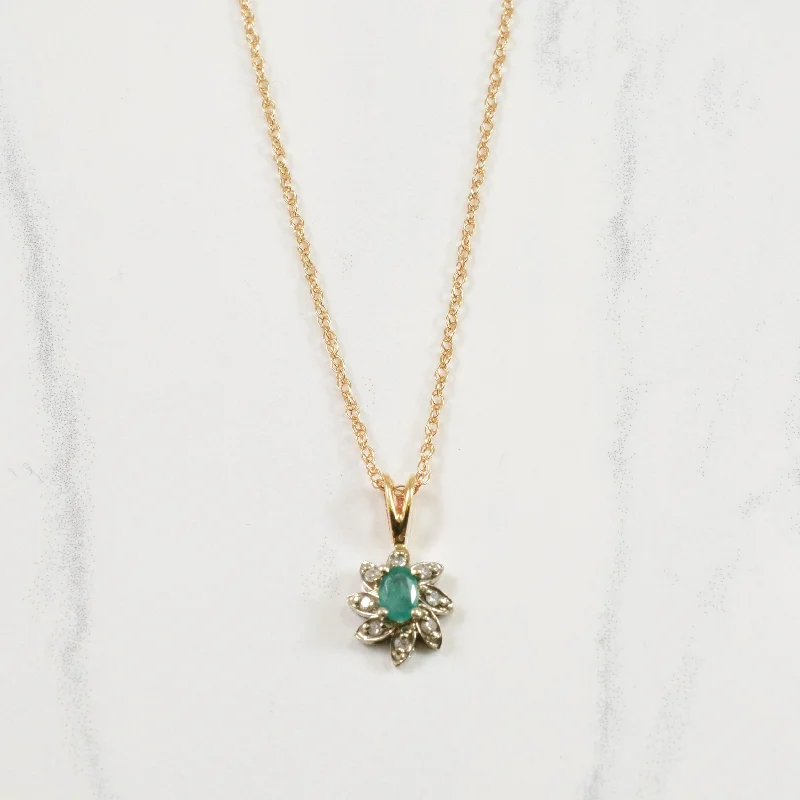 Bold gem necklaces-Emerald & Diamond Necklace | 0.05ctw, 0.16ct | 16" |