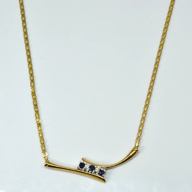 Quirky bead necklaces-Bypass Sapphire & Diamond Gold Necklace | 0.39ctw | 0.10tw | 17"|