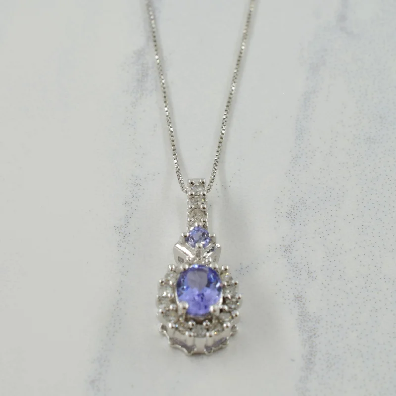 Broad collar necklaces-Tanzanite & Diamond Necklace | 0.25ctw, 0.17ctw | 22.50" |