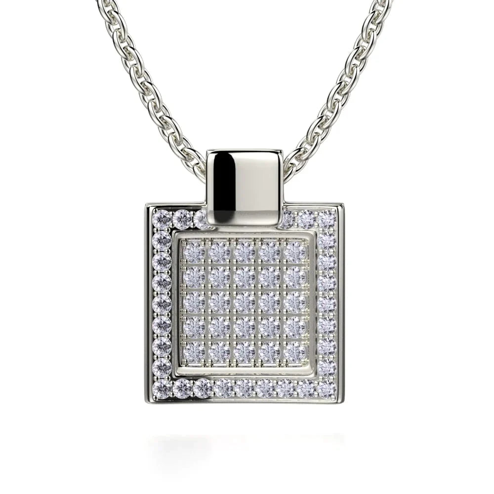 Tide wave necklaces-Diamond Filled Square Pendant Necklace MH110S-WG