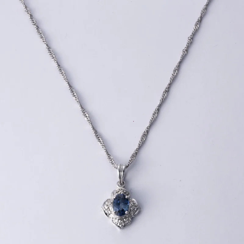 Thin enamel necklaces-14k White Gold Sapphire Necklace | 0.66 ct, 0.10 ctw | 16"