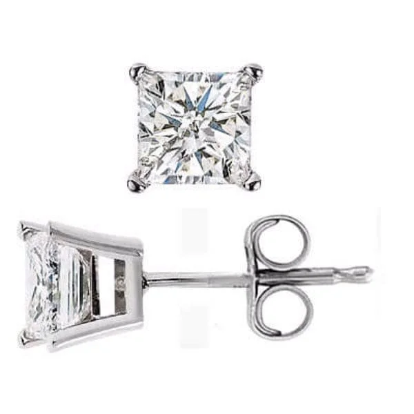 Peace eye earrings-1.50 Ctw. Princess Cut Diamond Stud Earrings