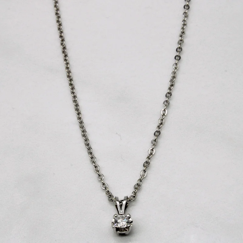 Dual birthstone necklaces-Solitaire Diamond Pendant Necklace | 0.13ct | 16" |