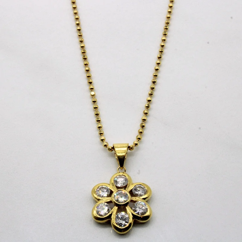 Agate gem necklaces-Diamond Flower Shaped Necklace | 1.02ctw | 16" |