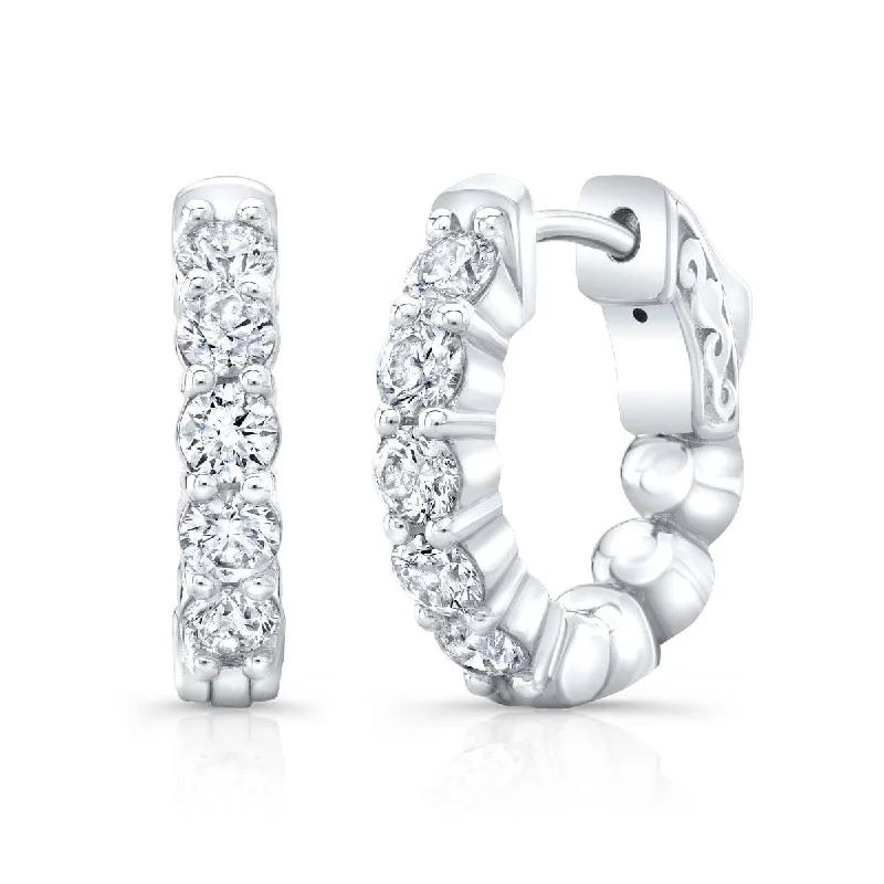 Quirky pair earrings-1.00 Carat Round Cut Diamond Classic Prong Hoop Earrings