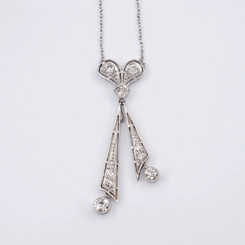 Pure stone necklaces-Diamond Bow Necklace | 0.52ctw | 14.5" |