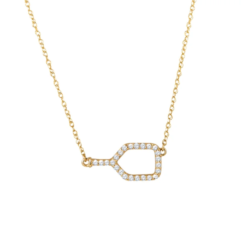 Multi-link necklaces-Diamond Pickleball Necklace for Layering 14K