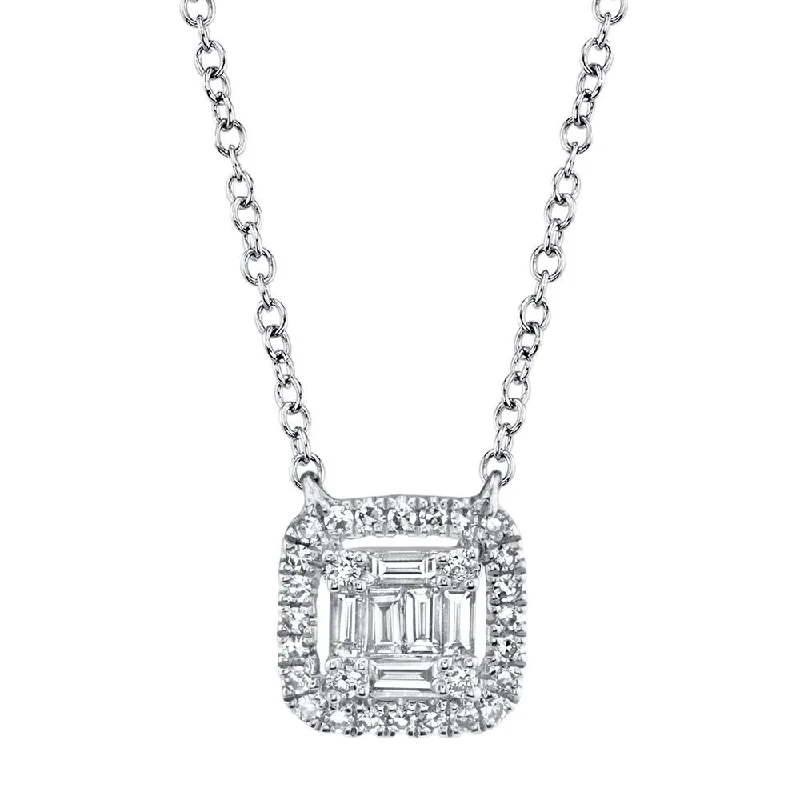 Bold gem necklaces-0.22CT DIAMOND BAGUETTE NECKLACE