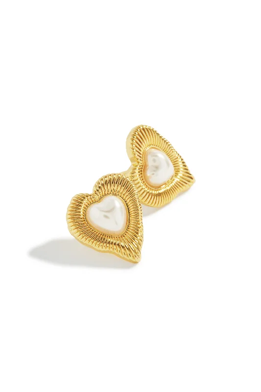 Old clip earrings-Aleida Heart Shape Earring - Gold