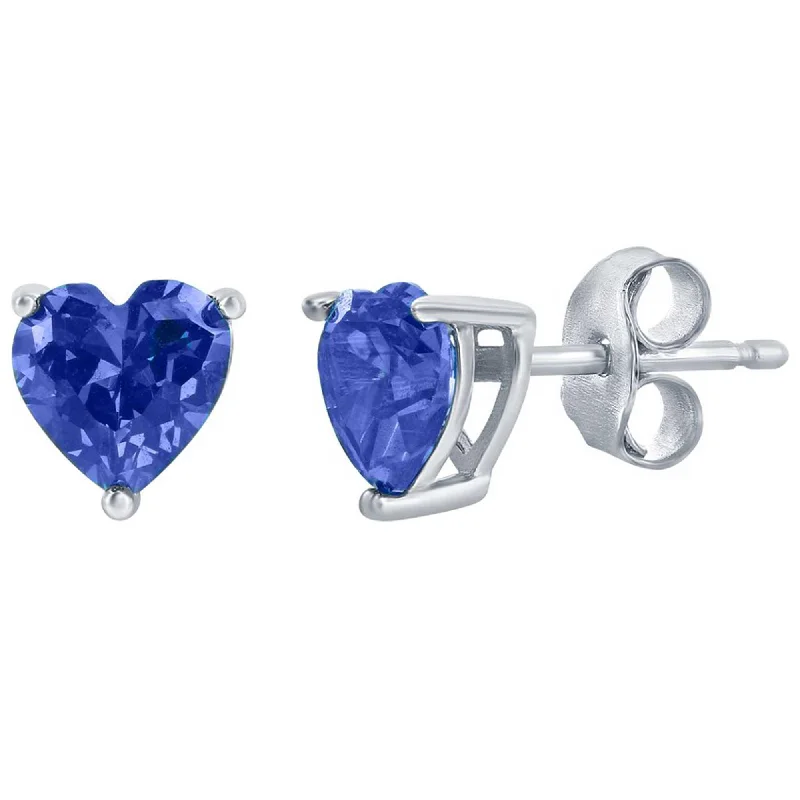 Curved drop earrings-Classic Women's Earrings - SS Sapphire "September" Heart Perciosa Crystal | D-8425