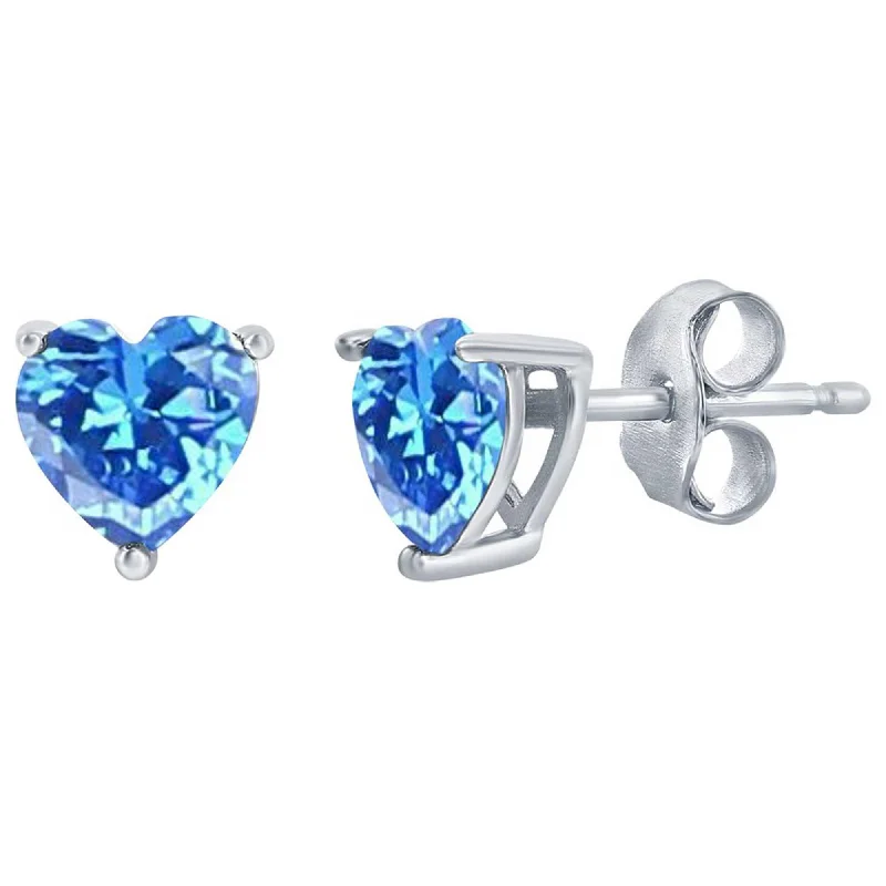 Worn flair earrings-Classic Women's Earrings - SS Blue Topaz "December" Heart Perciosa Crystal | D-8428